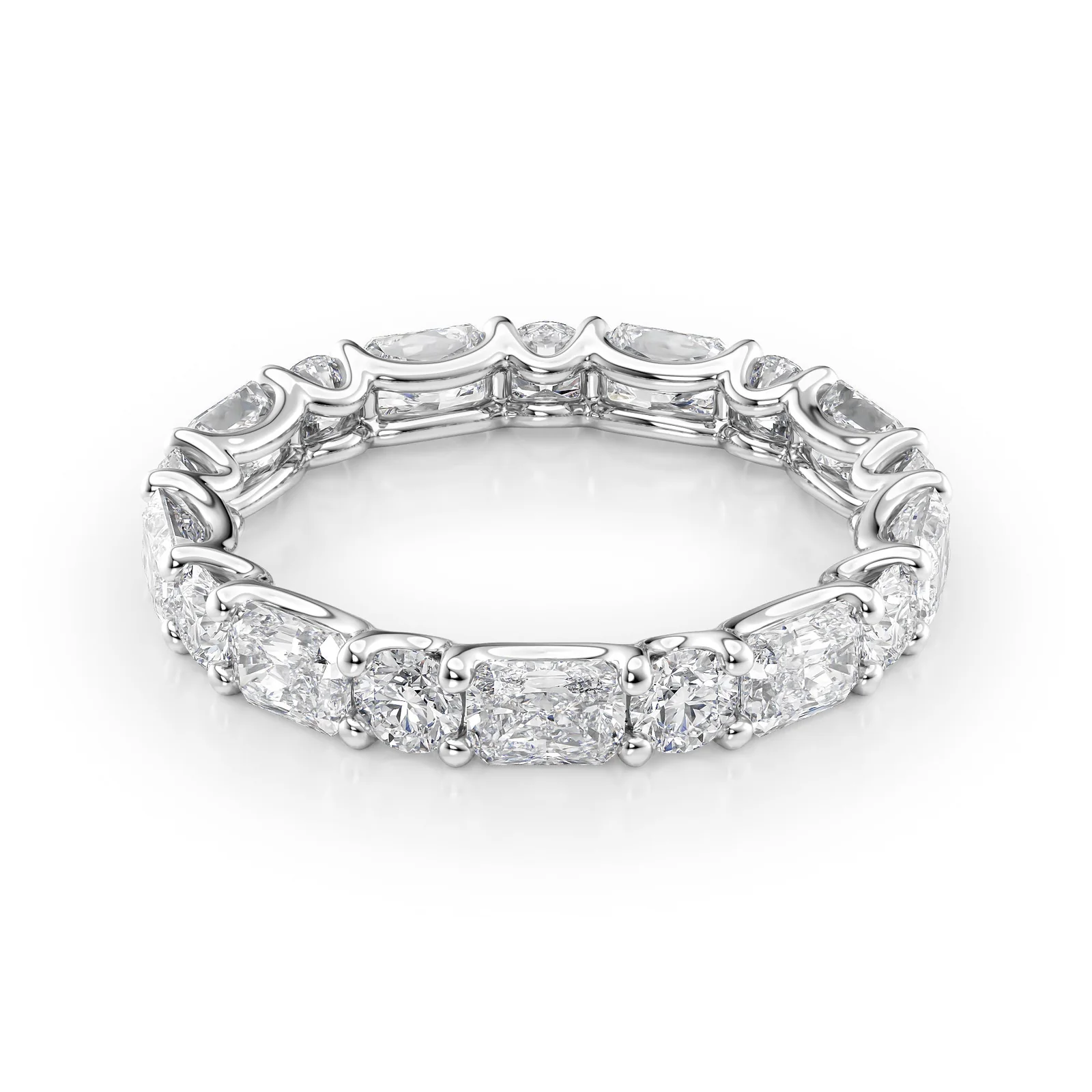 Alternating Radiant and Round U Prong Eternity