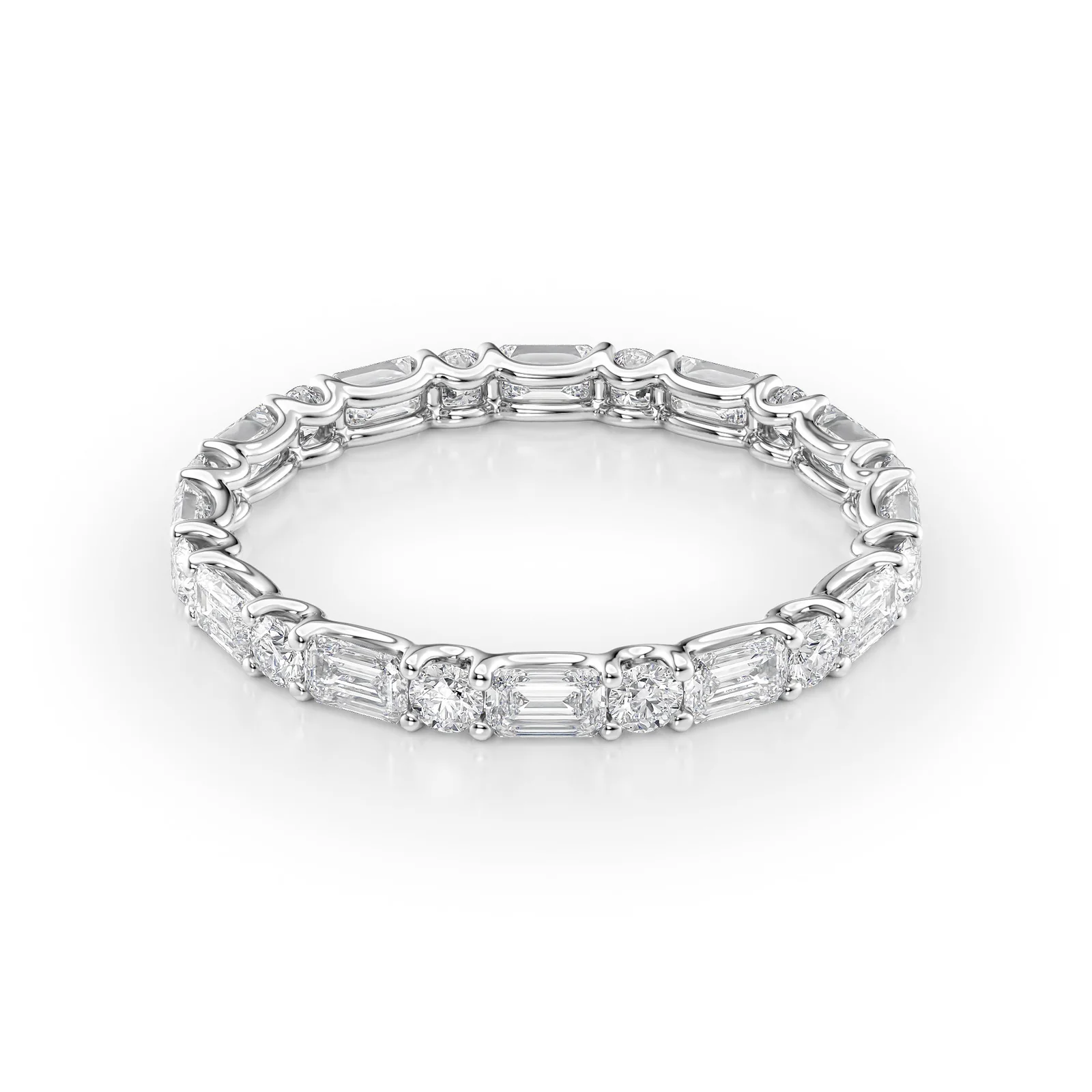 Alternating Emerald and Round U Prong Eternity